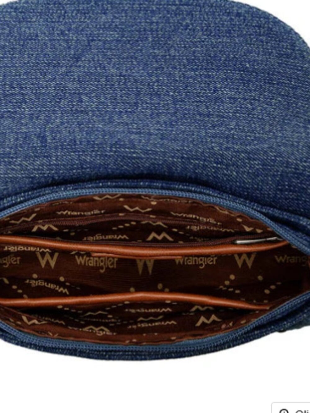 Wrangler Western Rhinestone Denim Flap Crossbody Shoulder Bag - Picture 4 of 4